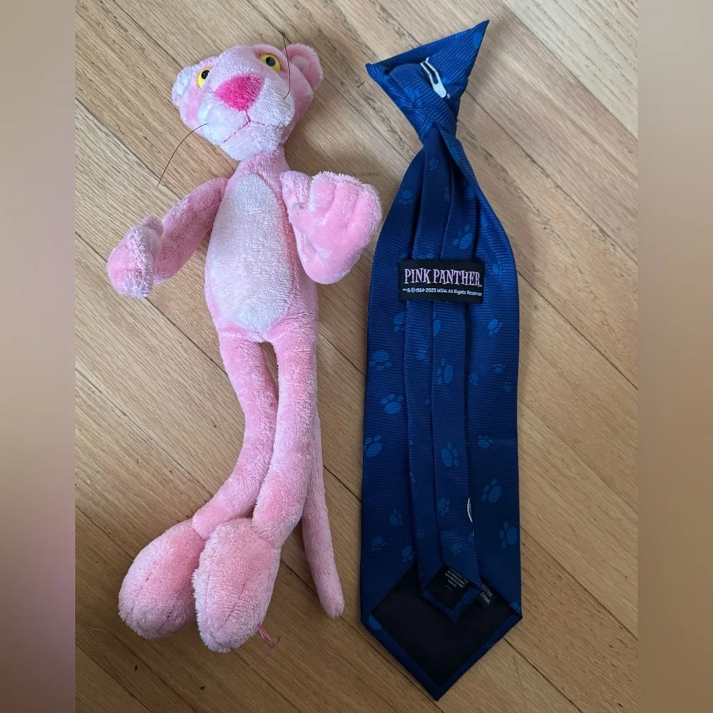 Pink Panther plush poseable MGM & kids polyester clip on tie 16”